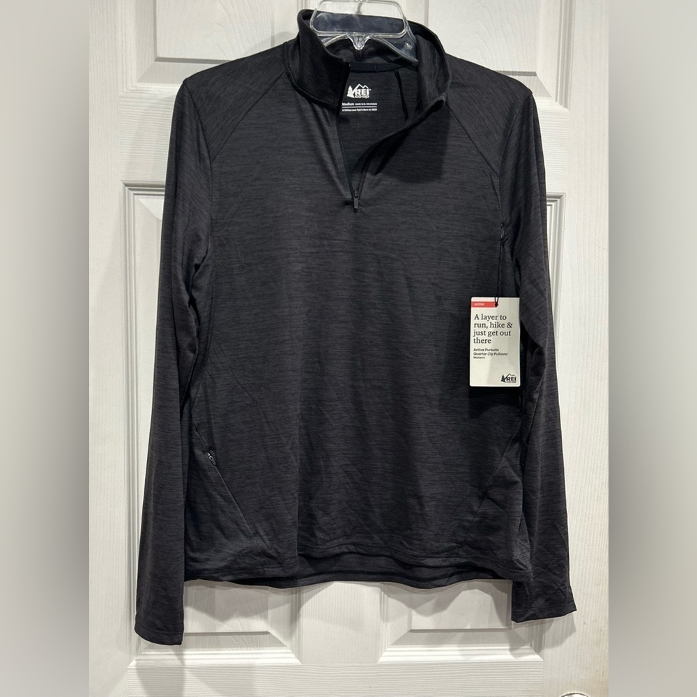 REI Women’s Medium Active Pursuits 1/4 Quarter-Zip Black Performance Jacket NWT
